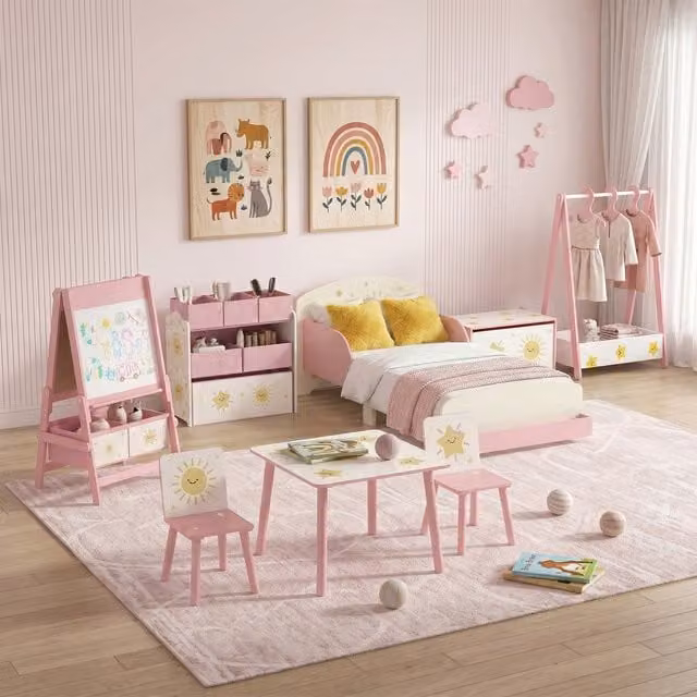 AIYAPLAY 8-Piece Kids Bedroom Furniture Set in Pink