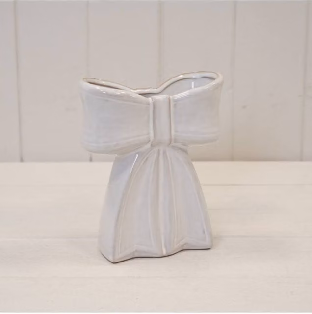 KDMD White Ceramic Bow Vase Small