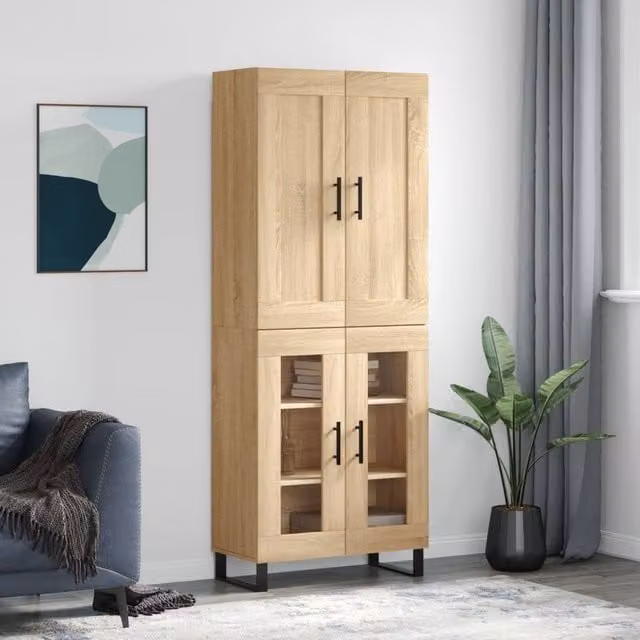 Berkfield Home Sonoma Oak Highboard in Brown, W/D/H: 69.5 x 34 x 180 cm – 1