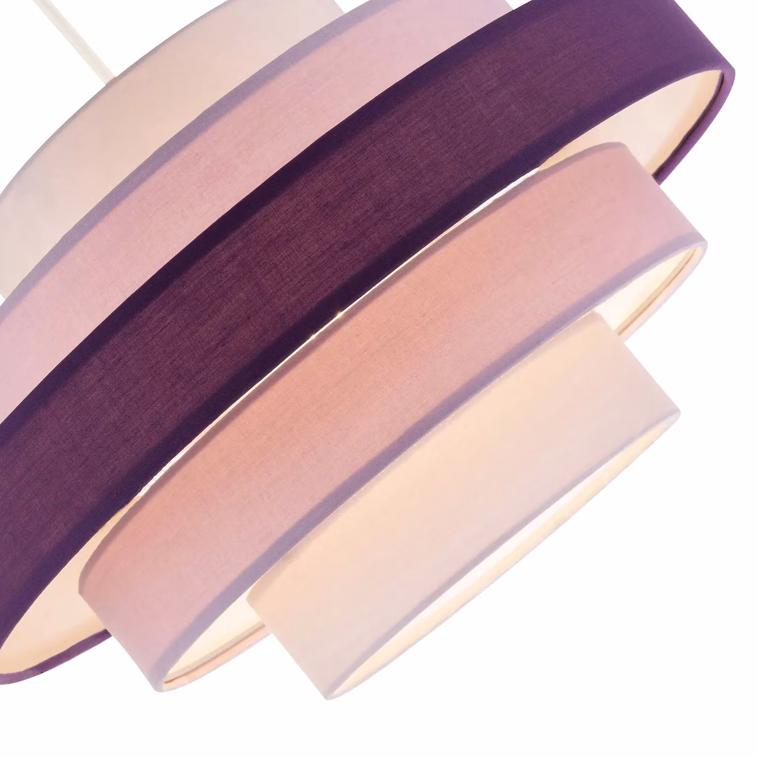 Happy Homewares Contemporary Round Triple Tier Purple Cotton Fabric Pendant Light Shade – 2