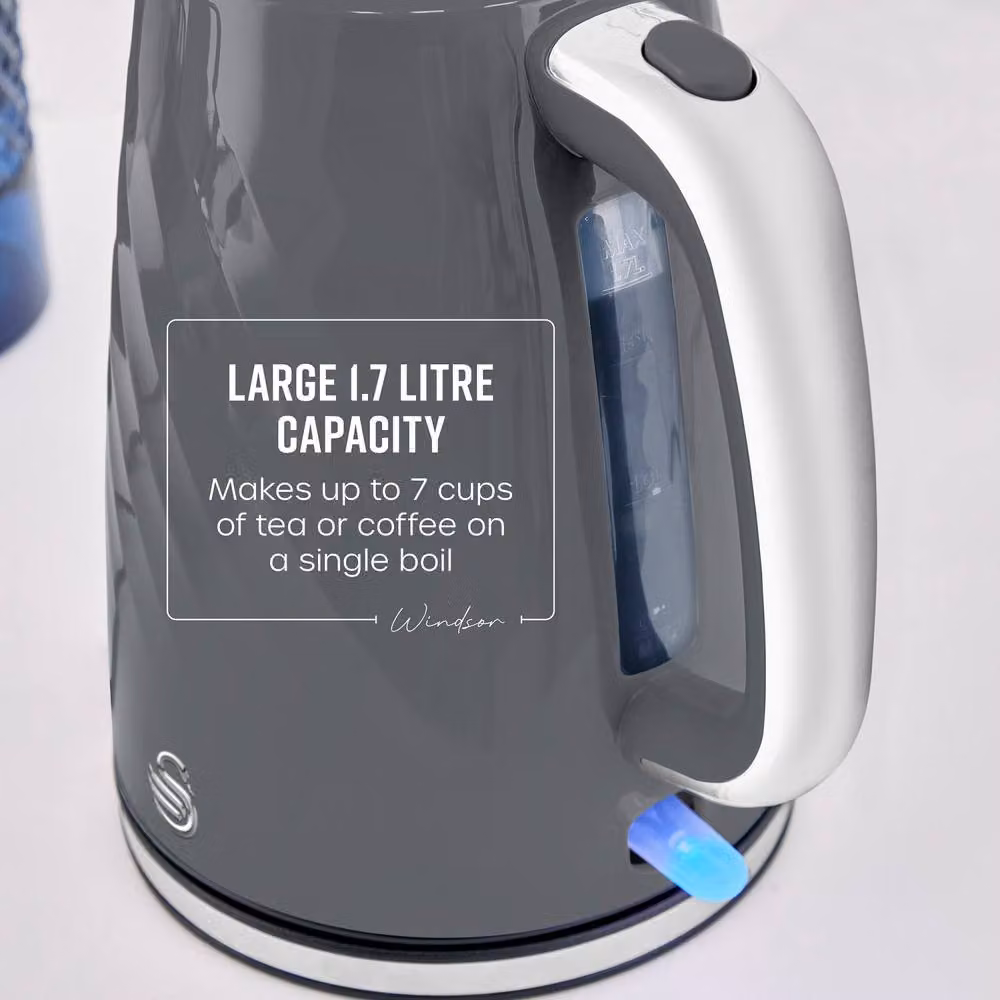 Swan Windsor Rapid Boil Kettle with Removable Limescale Filter, 1.7L, 3KW, Grey – 4