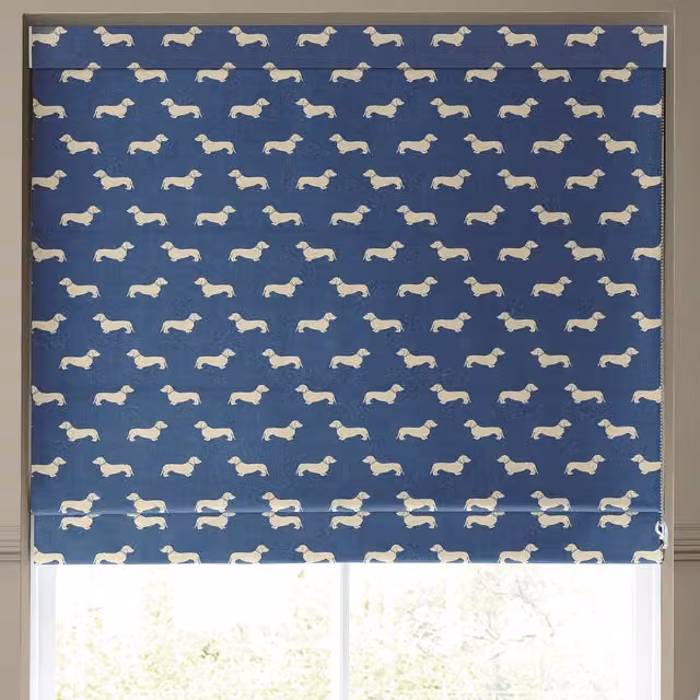 Emily Bond Peggy Made to Measure Blackout Roman Blind in Indigo Blue