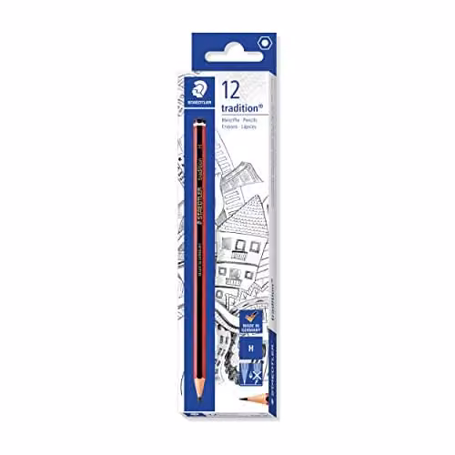STAEDTLER Tradition Graphite Pencils, H Grade, Black, Box of 12
