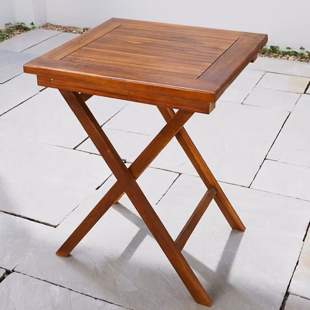 BillyOh Sherford Folding Teak Hardwood Square Garden Table, Brown