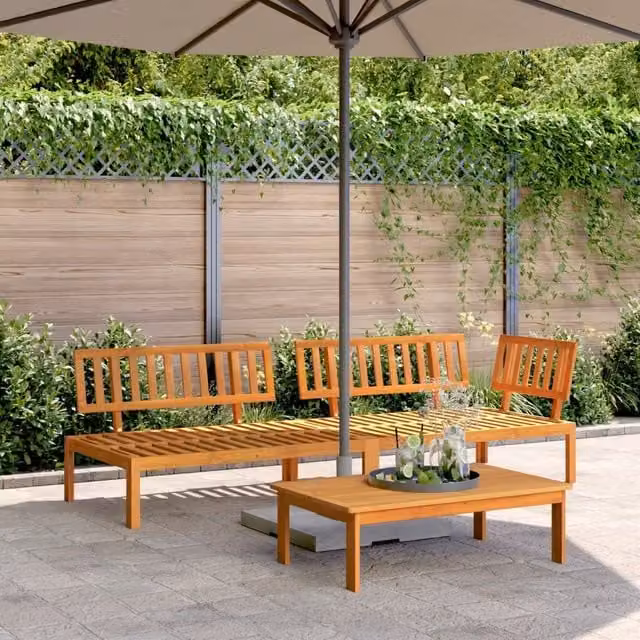 Berkfield Home 3 Piece Garden Pallet Sofa Set in Brown Solid Acacia Wood