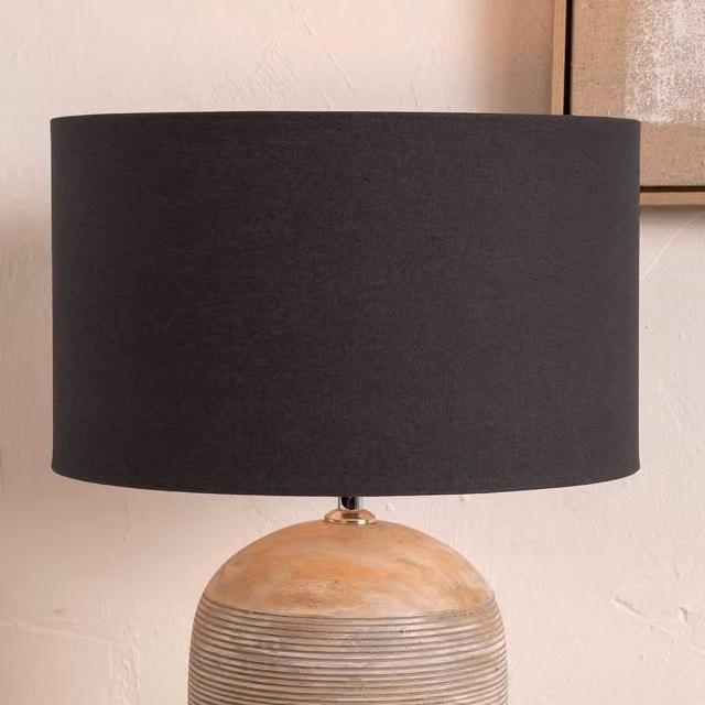 Ruma Grey Cotton Cylinder Lamp Shade for Table and Floor Lamps, Diameter: 45.72 cm