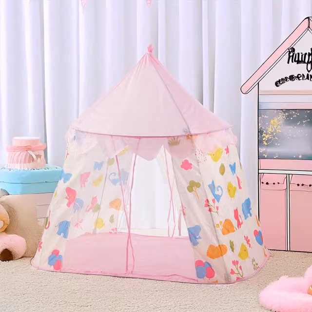 Livingandhome Pink Foldable Textile Play Tent for Kids
