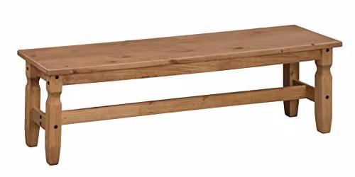 Mercers Furniture Corona Rustic Pine Dining and Hallway Bench in Brown with Waxed Finish, W/D/H: 153 x 38 x 45 cm – 1