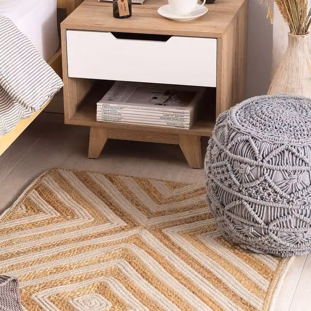 Wyld and Coco Handwoven Cotton and Jute Rectangular Rug in Beige, W: 80 cm, L: 150 cm – 1