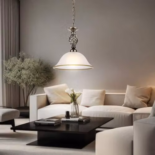 Globo Lighting ODIN Suspended Dome Pendant Light in Brass and White Glass – 5