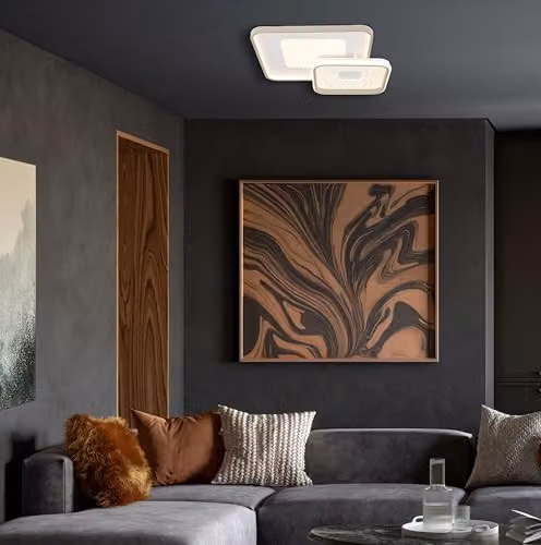 Netlighting Mosaiko Twin Square Semi Flush Ceiling Light in White and Sand with Dimmable LED and Remote Control – 2