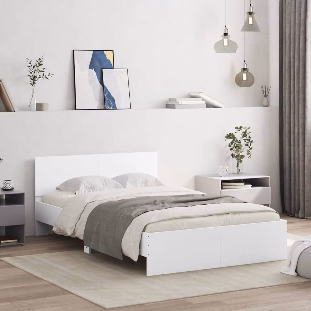 Berkfield Home Durable Small Double Bed Frame in White, W/D/H: 120 x 190 cm – 2
