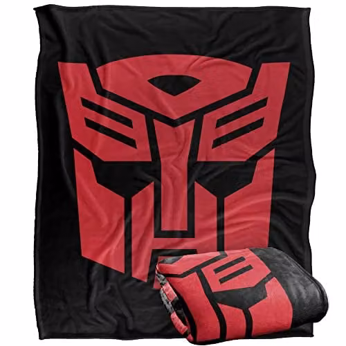 Hasbro Transformers Autobot Logo Super Soft Microfibre Fleece Throw Blanket in White, W/D/H: 152 x 127 cm – 1