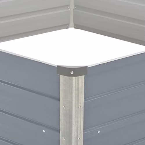 vidaXL Raised Garden Bed in Grey Galvanised Steel, W/D/H: 129 x 129 x 45 cm – 2