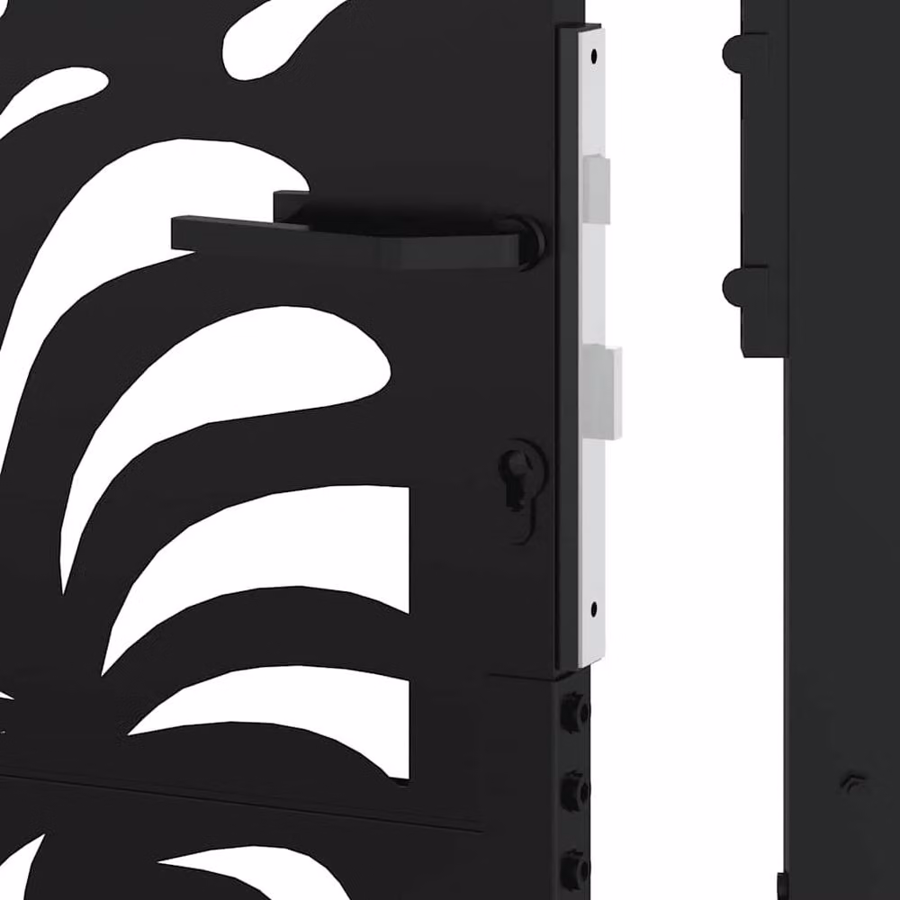 Berkfield Home Black Steel Wave Design Garden Gate W: 105 cm, H: 130 cm – 7