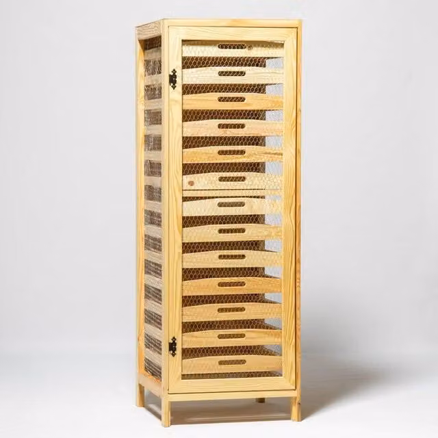 Primrose Traditional Apple Storage Rack with 14 Drawers in Brown, W/D/H: 156 x 55 x 59 cm – 1