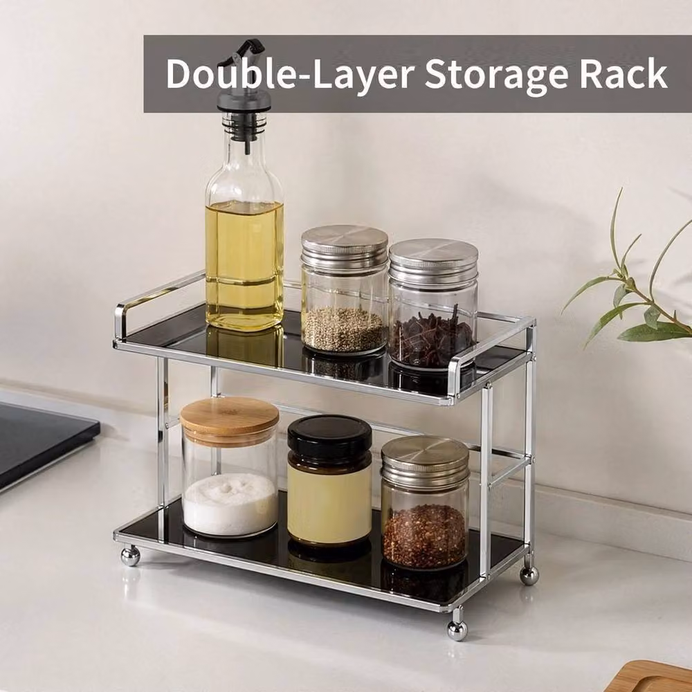 Kelvenix Black 2 Tier Metal Storage Stand and Cosmetic Perfume Display Rack – 4
