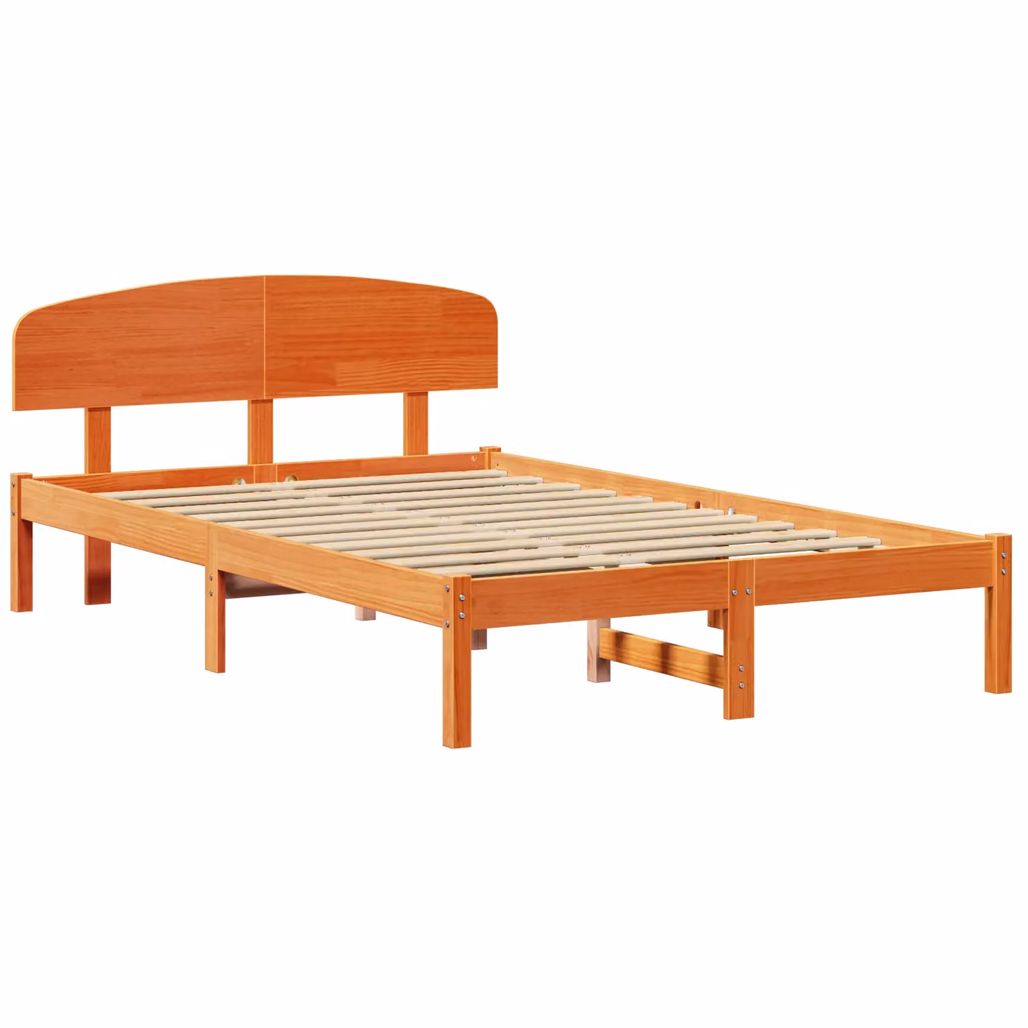 Berkfield Home Solid Wood Pine Bed Frame with Headboard in Wax Brown, W/D/H: 120 x 190 cm – 2