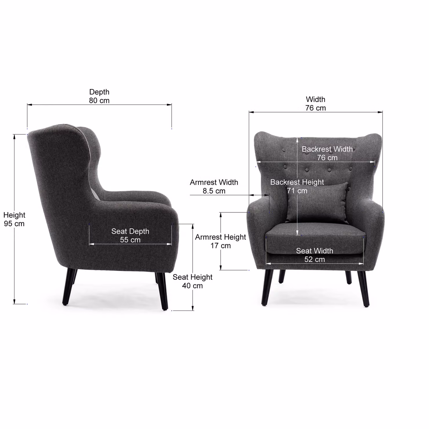 More4Homes Winslow Modern Grey Velvet Button Back Accent Armchair – 4