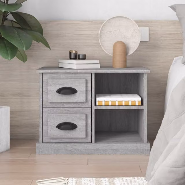Berkfield Home Bedside Cabinet in Grey Sonoma, W/D/H: 60 x 35.5 x 45 cm – 1