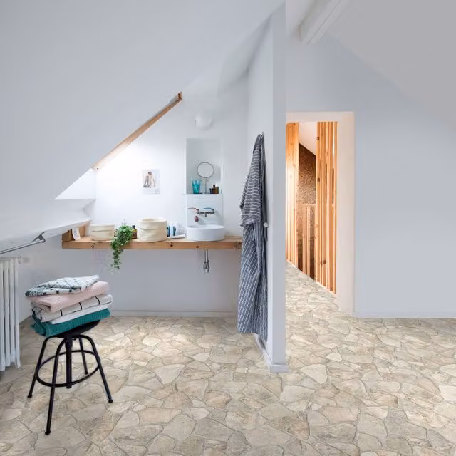Marlow Stone Vinyl Flooring in Beige, 3m x 2m