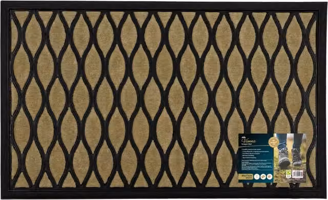 JVL Vienna Brown Rubber Backed Scraper Doormat, W: 45 cm, D: 75 cm
