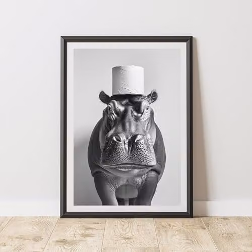 60 Second Makeover Hippo Toilet Roll Animal Print Paper Poster, A3