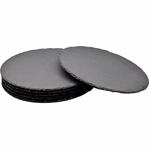 Argon Tableware Round Black Slate Placemats, Pack of 6, Diameter: 30 cm – 1