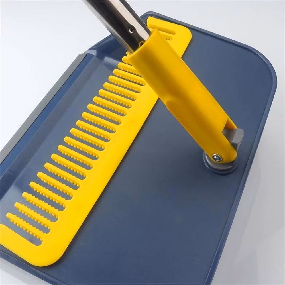 VOGREX Yellow Broom and Long Dustpan Set with Metal Handle and Brush – 2