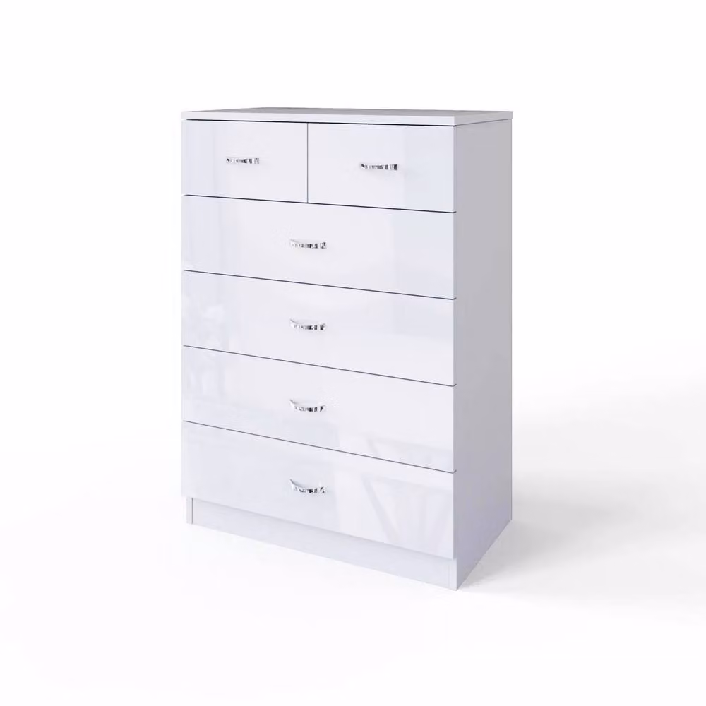Harmin Modern High Gloss White 6-Drawer Chest of Drawers, W/D/H: 100 x 40 x 70 cm – 3