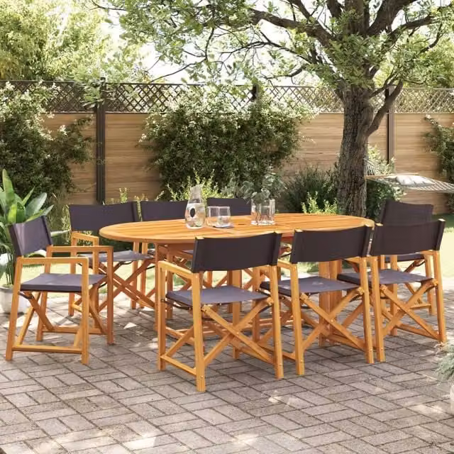 Berkfield Home 8 Piece Folding Acacia Wood Garden Chair Set in Grey