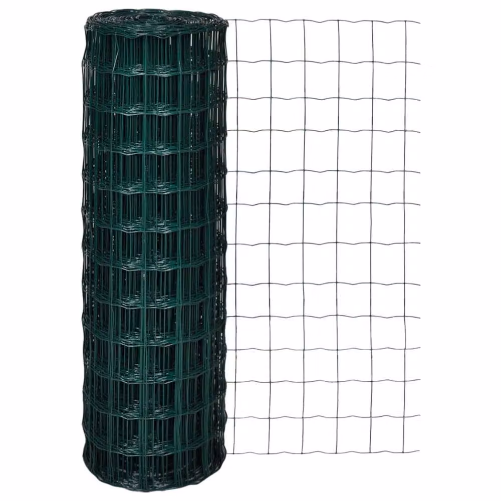 Berkfield Home Beautiful Euro Fence Steel PVC Coated Green W: 25 m, H: 1.2 m – 2