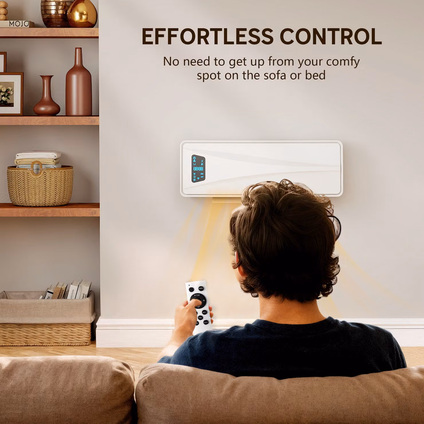HOMCOM 2000W Ceramic Electric Fan Heater with Adjustable Thermostat, Timer, Remote Control and Overheat Protection, Wall Mounted, White – 5