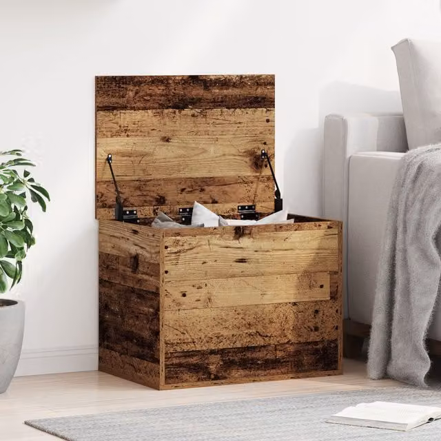 Berkfield Home Storage Box with Lid in Brown Old Wood, W/D/H: 60 x 42 x 46 cm – 1