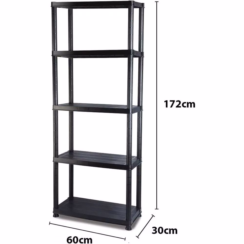 Kelvenix 5 Tier Black Plastic Storage Shelf Rack – 2