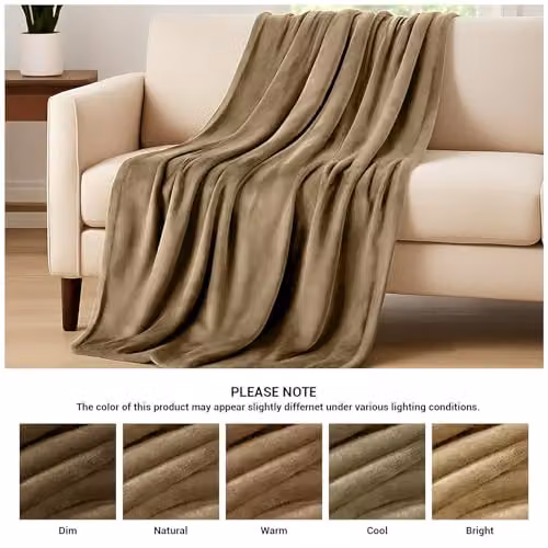 Pamposh Brown Flannel Fleece Throw Blanket, W/D/H: 130 x 150 cm – 6