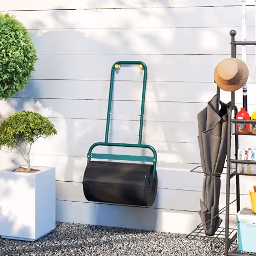 Outsunny Manual Garden Lawn Roller Aerator in Dark Green, holds 62kg of Sand or 38L of Water – 6