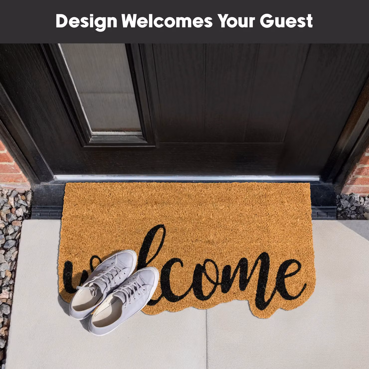 JVL Brown Coir Rectangular Entrance Doormat with Natural Rubber Backing, W: 40 cm, D: 70 cm – 5