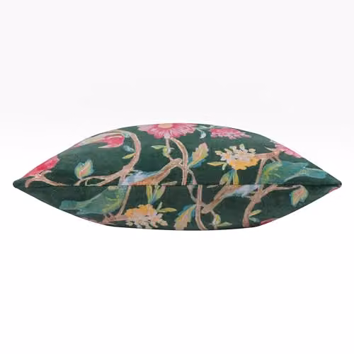 Riva Home Wylder Aviary Floral Cotton Velvet Decorative Cushion, Petrol Green, W/D/H: 50 x 50 x 50 cm – 2