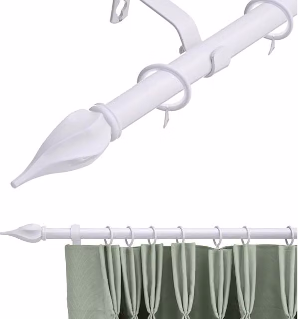 Lister Cartwright White Metal Extendable Curtain Pole Rod for Voiles, 120 - 210 cm