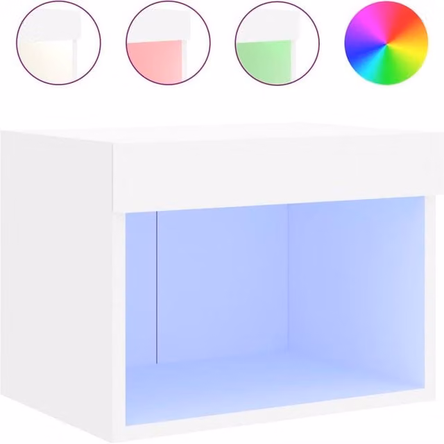 Berkfield Home Wall-mounted White Bedside Cabinet with Integrated LED Lights