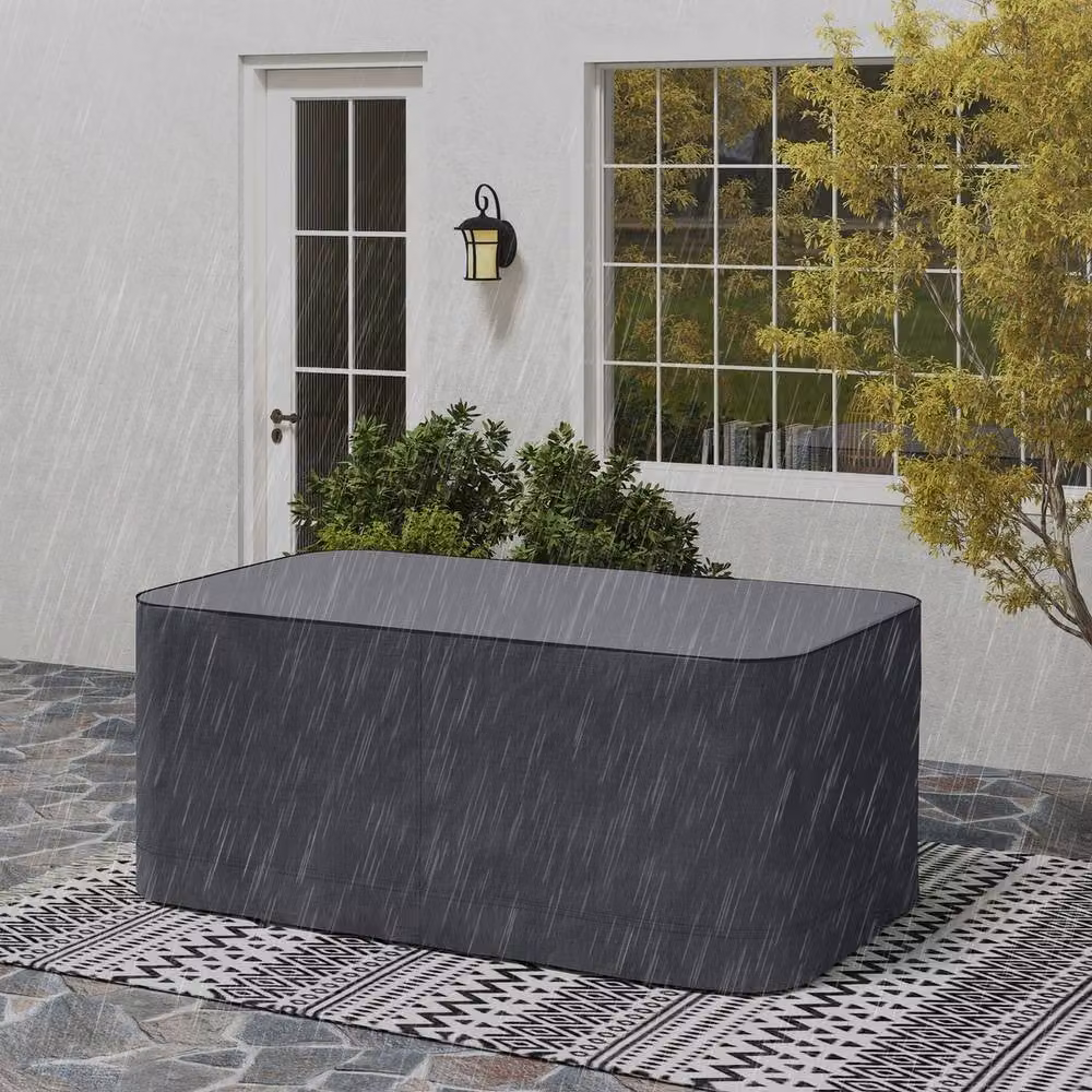 NESTLUNE Waterproof Grey Polyester Sofa Cover for 2/3 Seater Rattan Patio Furniture, W: 100 cm, D: 15 cm – 2