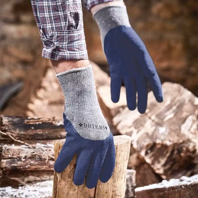 Primrose Twin Pack of Blue Thermal Grip Latex Gardening Gloves, Size 9