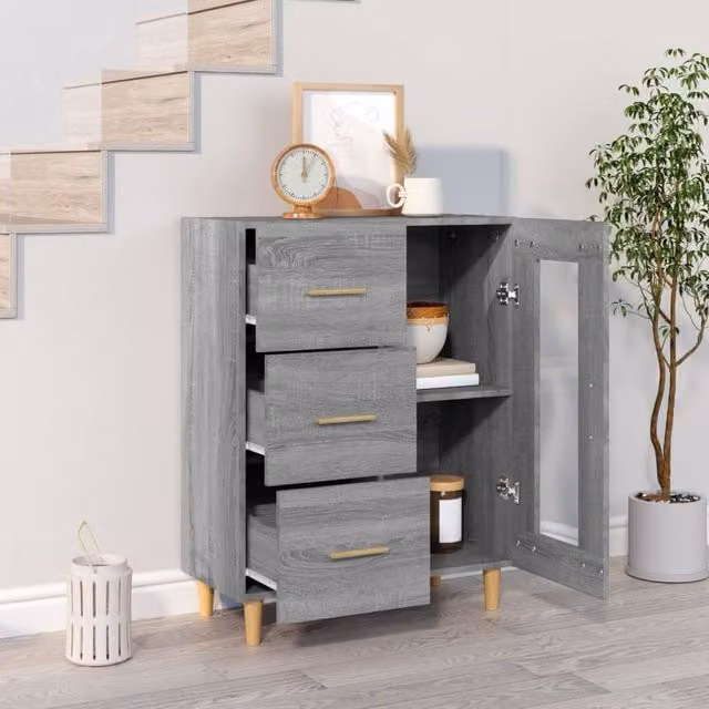 Berkfield Home Grey Sonoma Sideboard in Engineered Wood, W/D/H: 69.5 x 34 x 90 cm – 1
