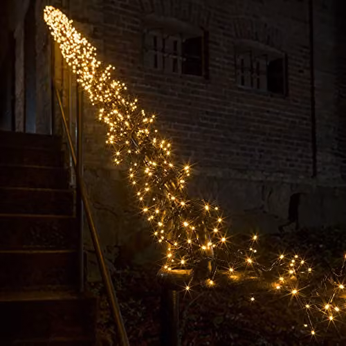 Shatchi 960 LED Christmas Tree Cluster Lights with Cool White LEDs, Green Cable, Timer and 8 Light Modes – 6