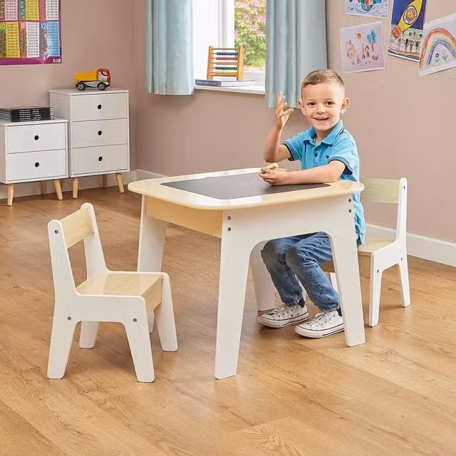 Liberty House Toys 3 in 1 Storage Table and Chair Set in Beige and White – 1