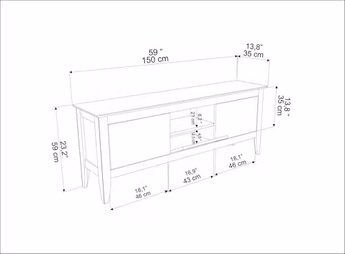 Decorotika Verde TV Stand in Beige and White, W: 150 cm, D: 35 cm, H: 59 cm – 2