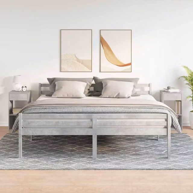 Berkfield Home Durable Bedside Cabinets with Drawer, 2 Pack, Concrete Grey, W/D/H: 35 x 34 x 66.5 cm