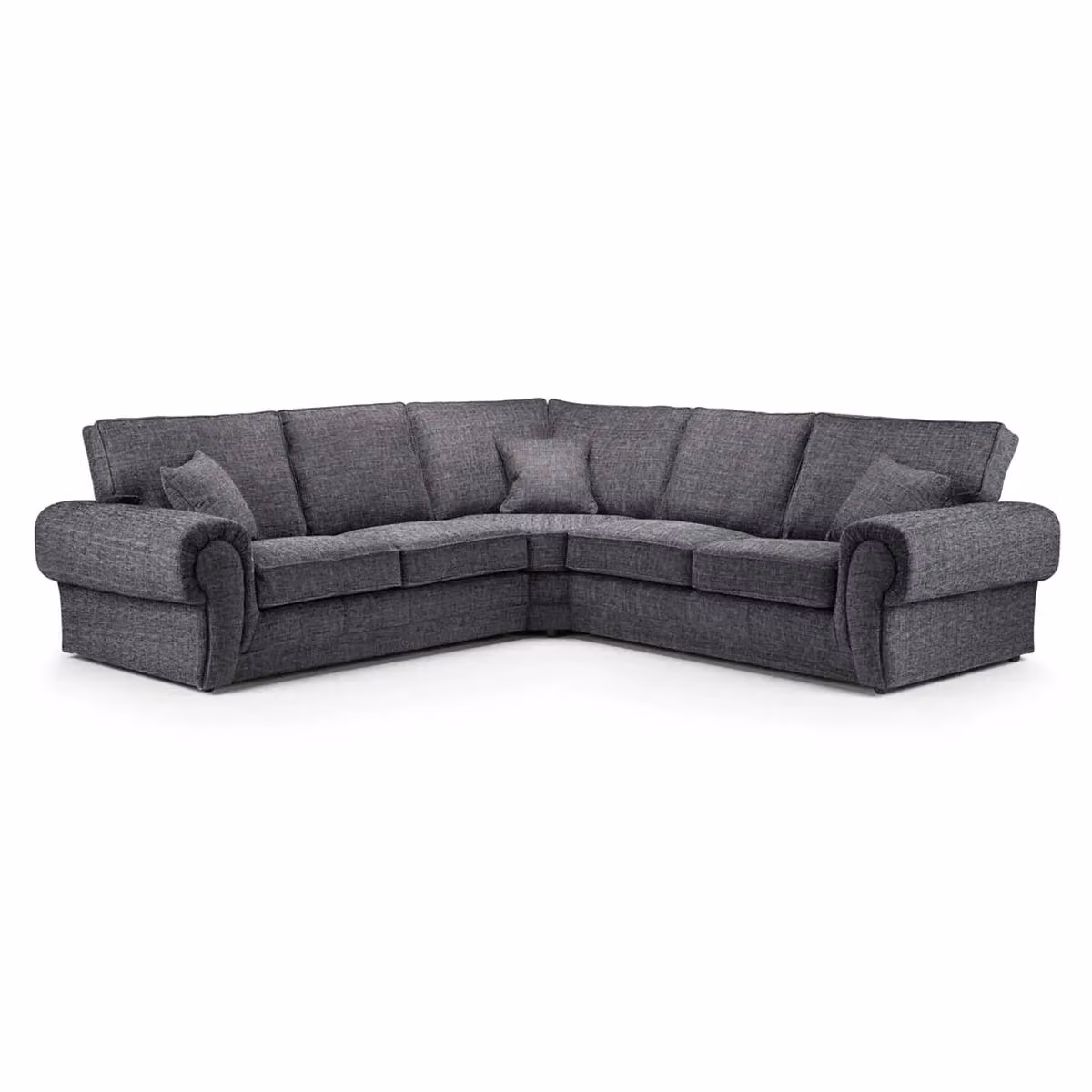 Furnishings For Less UK Wilcot Grey Fabric 5 Seater L-Shaped Corner Sofa with High Back and Scatter Cushions – 2