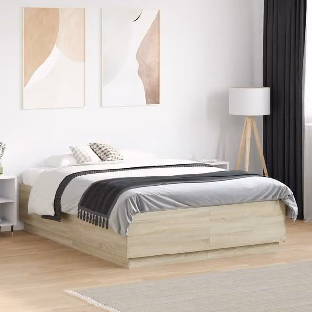 Berkfield Home Sonoma Oak Small Double Bed Frame in Brown, W/D/H: 120 x 190 cm – 1
